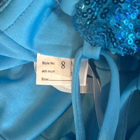 Women’s Blue Sequined Short Prom Party Homecoming Dress Ruffle Hem Size 8 - Picture 8 of 13
